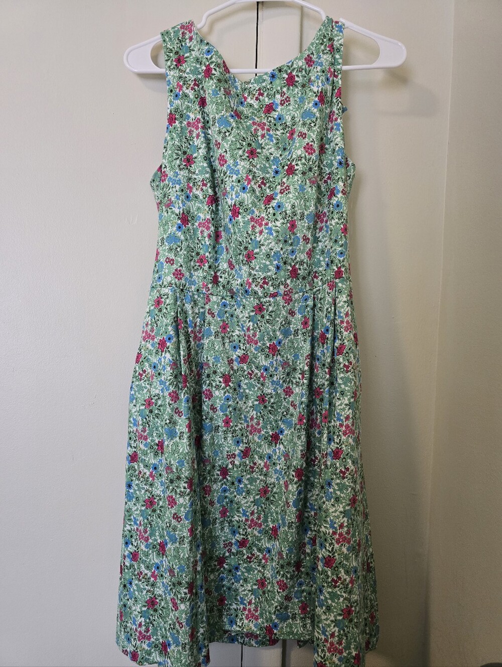Anne Klein Floral Sleeveless A-Line Midi Dress with Pockets & Belt Size 10
